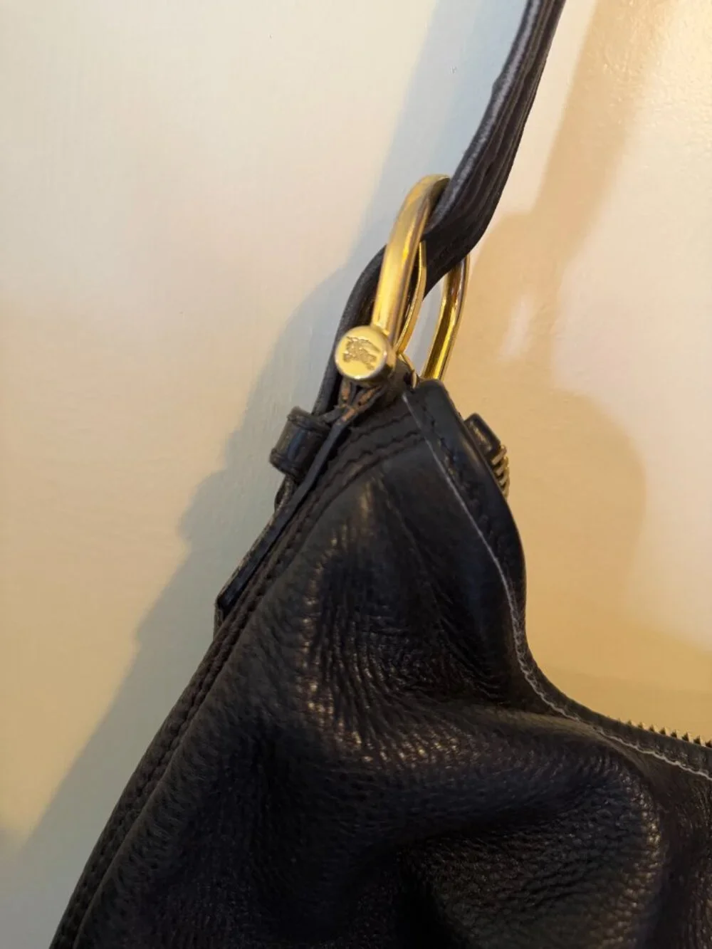 Burberry Black Leather Hobo Bag